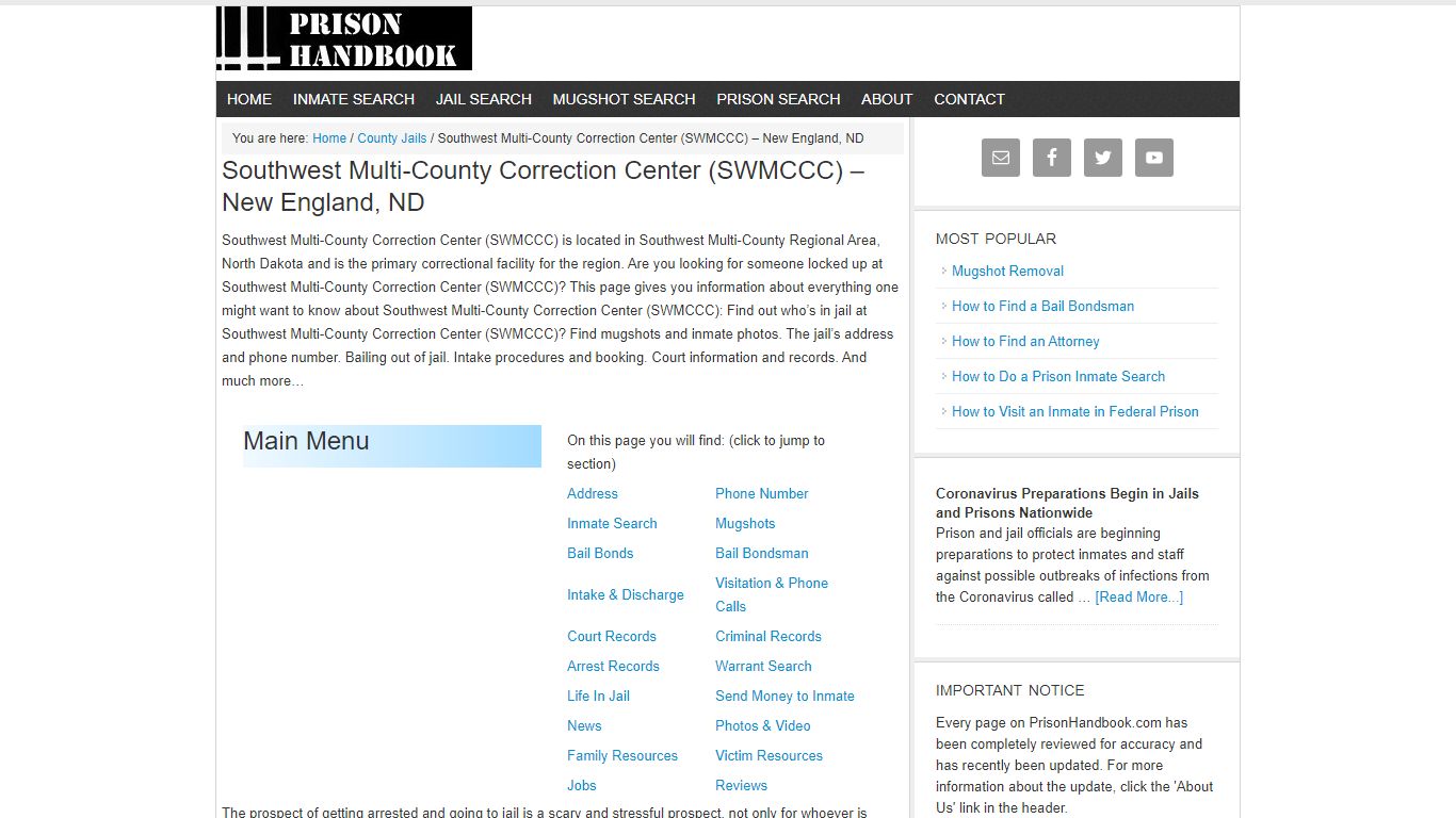 Southwest Multi-County Correction Center (SWMCCC) – New England, ND